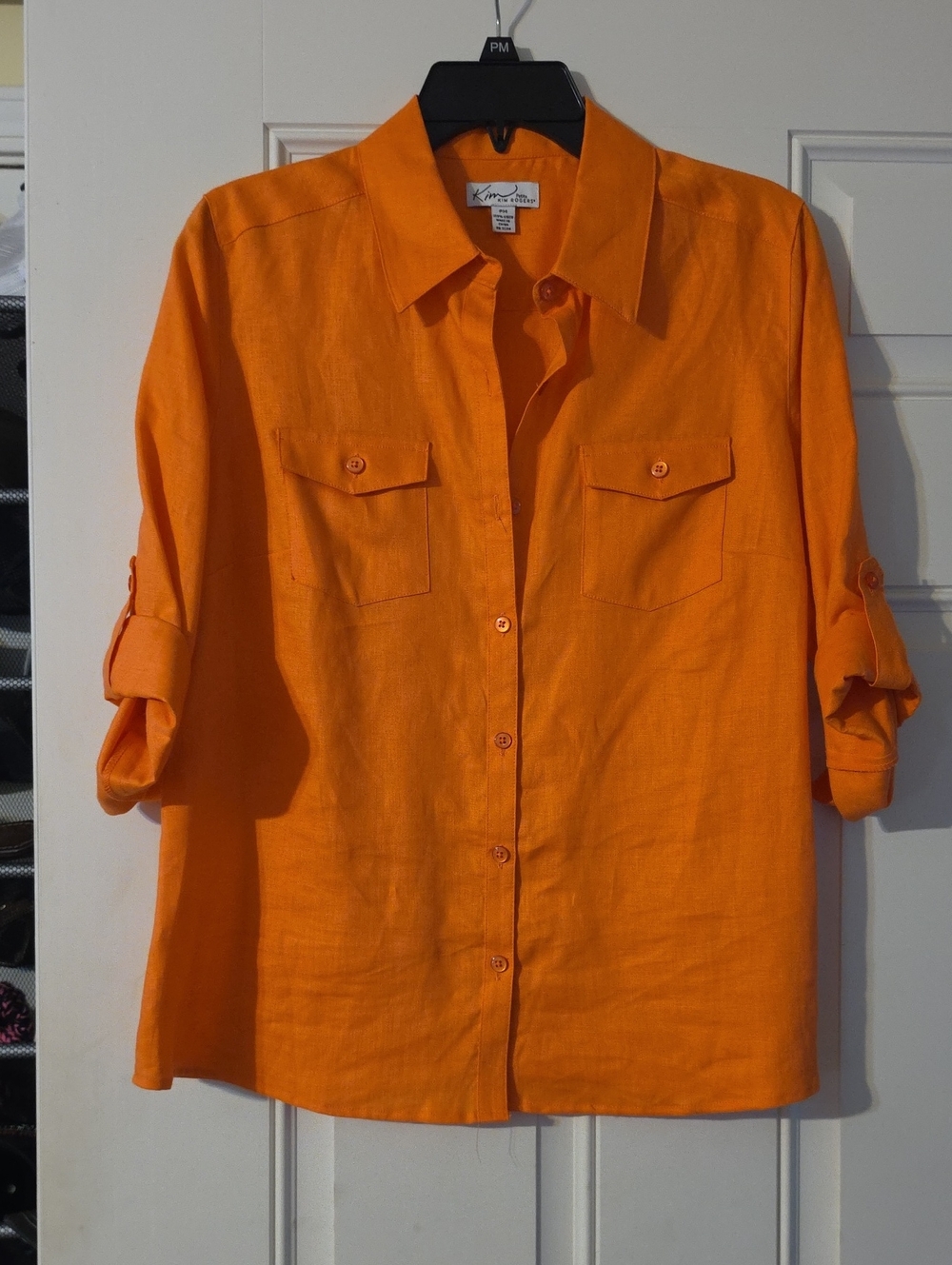 Kim Rogers Bright Orange Button-Front Blouse